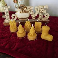Bienenwachskerzen 6Er Set/Weihnachtskerze Teelicht Aus 100% Natürlichem Bienenwachs Nikolaus Schneemann Weihnachtsmann Tannenzapfen Geschenk von BeesLightCandles