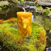 Wolf Bienenwachs Stumpenkerze/100% Natürlich Wilde Wölfe Tier Zoo Handarbeit Waldsäugetier Neu von BeesLightCandles
