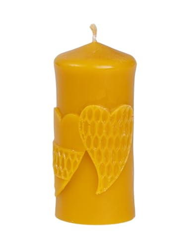 BeesWax World® – Handgemachte Bienenwachskerzen „Love“: Natürliche Kerzen in Herz-, Bären- und Zylinderform als liebevolle Deko (Zylinder mit Herzen – Höhe: 110 mm) von BeesWax