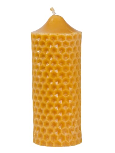 BeesWax World Handgefertigte Bienenwachs Kerze – Naturwachs Kerze mit Baumwolldocht – 100% Bienenwachs – dekorativ & nachhaltig (Bienenwalze – Höhe: ~145 mm, Ø: ~55 mm) von BeesWax