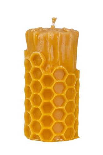 BeesWax World Handgefertigte Bienenwachs Kerze – Naturwachs Kerze mit Baumwolldocht – 100% Bienenwachs – dekorativ & nachhaltig (Honigtropfen – Höhe: ~135 mm, Ø: ~60 mm) von BeesWax