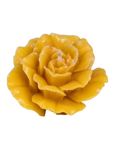 BeesWax World Handgefertigte Bienenwachskerzen Natürliche dekorative Kerzen aus 100% Bienenwachs mit Baumwolldocht Nachhaltig & liebevoll gestaltet (Rosenkerze – Höhe: 55 mm (naturbelassen)) von BeesWax