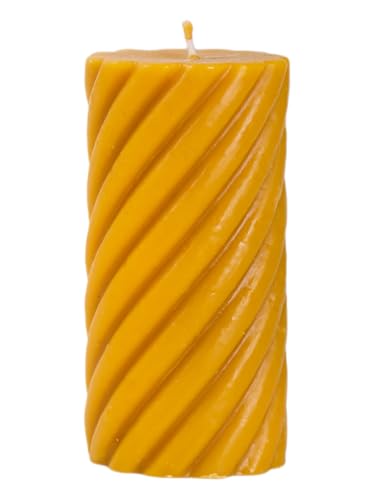 BeesWax World Handgefertigte Bienenwachskerzen – Naturwachs Kerzen mit Baumwoll-Docht – 100% reines Bienenwachs – dekorative Walzenkerzen (Großer gedrehter Zylinder – Höhe: 135 mm) von BeesWax