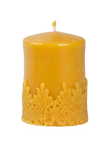 BeesWax World Handgefertigte Bienenwachskerzen – Naturwachs Kerzen mit Baumwoll-Docht – 100% reines Bienenwachs – dekorative Walzenkerzen (Mittlerer Spitzen-Zylinder – Höhe: 95 mm) von BeesWax