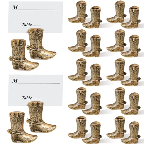 Beeveer 24 Stück Cowboystiefel-Platzkartenhalter, Tischkartenhalter, Cowboystiefel, Mittelstücke für Tische, Cowboystiefel, Kartenhalter, Ständer für Gäste, Verlobung, Party, Gastgeschenk, Hochzeit, von Beeveer