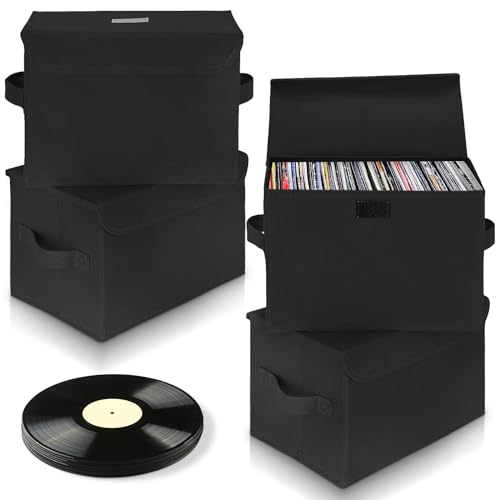 Beeveer Vinyl-Schallplatten-Aufbewahrungsbox, Schallplatten-Organizer, Vinyl-Aufbewahrungsbox mit Deckel, Album-Aufbewahrung für Vinyl-Schallplatten zur Aufbewahrung von Schallplatten, Album, Display, von Beeveer