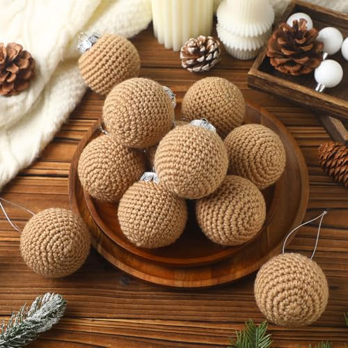 Beeveer Häkel-Weihnachtskugeln, Boho, Bauernhaus, handgefertigt, gehäkelt, für Weihnachtsbaum, Kranz, Girlande, Weihnachtsdekoration, Beige, 12 Stück Beeveer Häkel-Weihnachtskugeln, Boho, Bauernhaus, handgefertigt, gehäkelt, für Weihnachtsbaum, Kranz, Girlande, Weihnachtsdekoration, Beige, 12 Stück von Beeveer