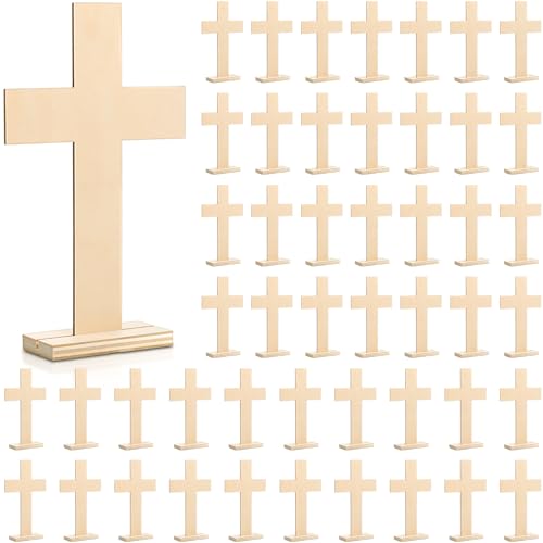 Beeveer Weihnachtskreuze aus Holz für die Taufe, unlackierte Holzkreuze für Tafelaufsätze, Holzkreuz zum Basteln, rustikales Holzkreuz zur Erstkommunion, Taufe, Weihnachtsdekoration (klassisch), 48 von Beeveer