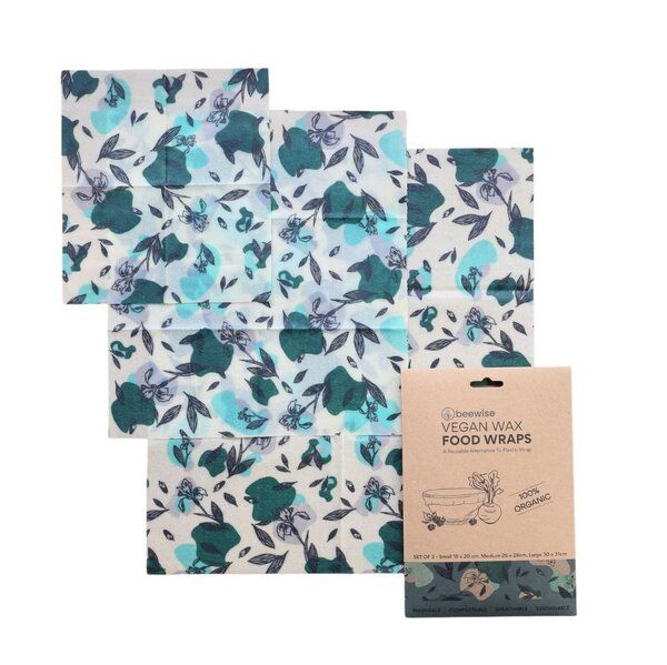 Beewise Veganes Wachstuch-Set 3er aus 100% Biobaumwolle von Beewise