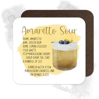 Amaretto Sour Cocktail Rezept Hochglanz Holz Untersetzer/Personalisierte Getränke Alkohol Geschenkidee Home Bar von BeeyoutifulGiftsUK