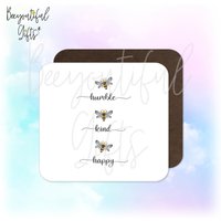 Bee Themed Untersetzer - Humble Kind Happy | Selbstpflege Positivity Achtsamkeit von BeeyoutifulGiftsUK