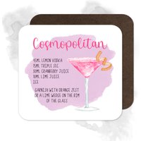 Cosmopolitan Cocktail Rezept Untersetzer | Cosmopolitan/Cosmo Home Bar Für Getränkezutaten Geschenk von BeeyoutifulGiftsUK