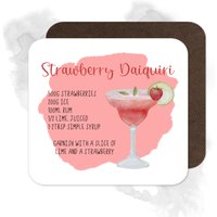 Erdbeer Daiquiri Cocktail Rezept Untersetzer | Home Bar Für Getränkezutaten von BeeyoutifulGiftsUK