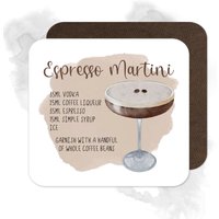 Espresso Martini Cocktail Rezept Hochglanz Holz Untersetzer/Personalisierte Getränke Alkohol Geschenkidee Home Bar von BeeyoutifulGiftsUK