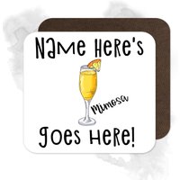 Personalisierte Handgezeichnete Mimose Hochglanz Holz Untersetzer/Getränke Alkohol Geschenkidee Home Bar von BeeyoutifulGiftsUK