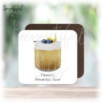 Personalisierter Amaretto Sour Untersetzer - Großes Getränk Design | Getränke Cocktail von BeeyoutifulGiftsUK
