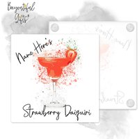 Personalisierter Erdbeer Daiquiri Glasuntersetzer - Splash Effect | Getränke Untersetzer Cocktail Mat von BeeyoutifulGiftsUK