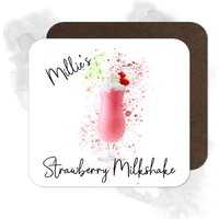 Personalisierter Erdbeer-Milchshake-Untersetzer - Splash Effect Coaster | Getränke Untersetzer Home Bar von BeeyoutifulGiftsUK