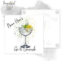 Personalisierter Gin & Lemonade Glasuntersetzer - Splash Effect | Getränke Untersetzer Home Bar von BeeyoutifulGiftsUK