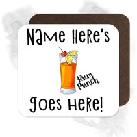 Personalisierter Handgezeichneter Rum Punch Hochglanz Holz Untersetzer/Getränke Alkohol Geschenkidee Home Bar von BeeyoutifulGiftsUK