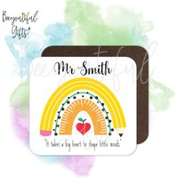 Personalisierter Lehrer Untersetzer - "It Takes A Big Heart To Shape Little Minds" | Personalisierte Geschenk Zum Jahresende Kinderzimmer von BeeyoutifulGiftsUK