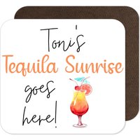 Personalisierter Tequila Sunrise Cocktail Untersetzer - Original Design | Getränke von BeeyoutifulGiftsUK