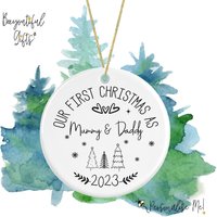 Weihnachtsbaumschmuck Aus Keramik - Erstes Weihnachten Als Mama Und Papa/Mama Mama/Papa Papa | 1. Weihnachts Hängebaum Dec von BeeyoutifulGiftsUK