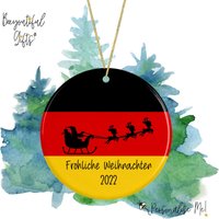 Weihnachtsbaumschmuck Aus Keramik - Frohliche Weihnachten 2023 | Baumschmuck Deutschland Weihnachtsdekoration von BeeyoutifulGiftsUK