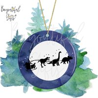 Weihnachtsbaumschmuck Aus Keramik - Santa's Dinosaurier Schlitten | Hängende Dekoration Kinder Christbaumkugeln Baumschmuck von BeeyoutifulGiftsUK