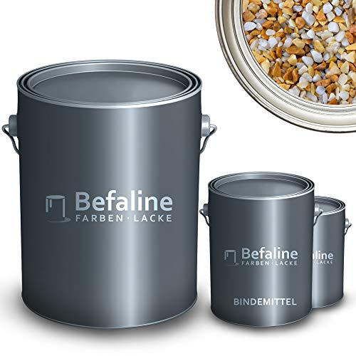 Befaline © BEFA-78 Steinteppich Set bis 2,5qm I 25kg Marmorkies Giallo Siena + 1,5kg Epoxidharz Bodenbeschichtung für Naturstein, Beton, etc. I fugenloser & pflegeleichter Boden für innen & außen von Befaline