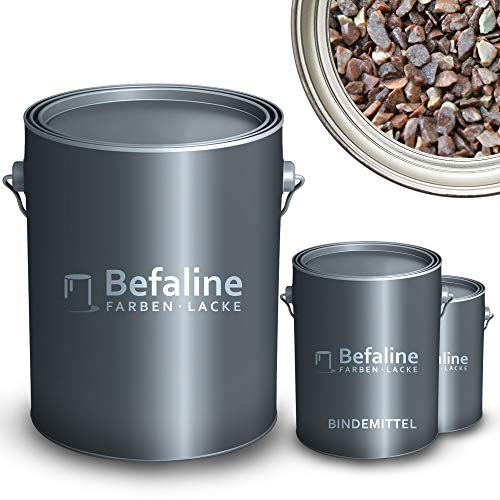 Befaline © BEFA-78 Steinteppich Set bis 2,5qm I 25kg Marmorkies Marrone Mogano + 1,5kg Epoxidharz Bodenbeschichtung für Naturstein, Beton, etc. I fugenloser & pflegeleichter Boden für innen & außen von Befaline