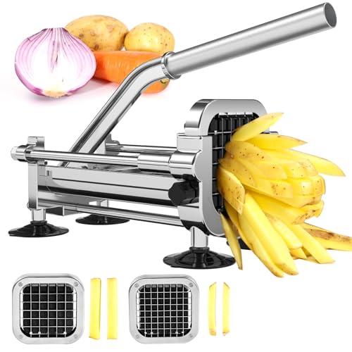 Befano Pommes Frittierschneider, Edelstahl Kartoffelschneider mit 1/2 Zoll und 3/8 Zoll Klingen, Kommerzielle Pommes Frites Slicer für ganze Kartoffeln, Karotten, Gurken von Befano