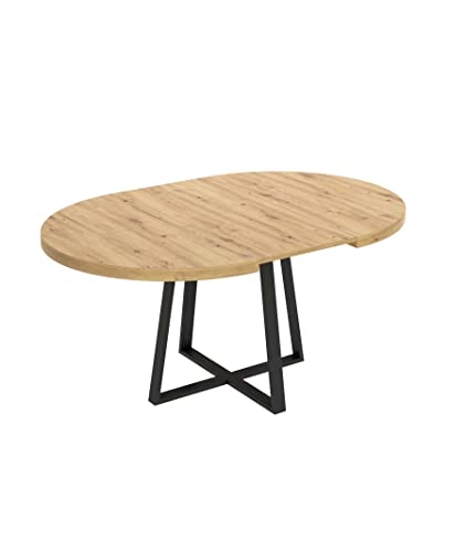 Befara AUSZIEHBARER RUNDER ESSZIMMERTISCH INDUSTRIEDESIGN Edison, Nordic, 110 x 110 x 77 cm, ausziehbarer Esstisch oder Küchentisch im Industriestil von Befara