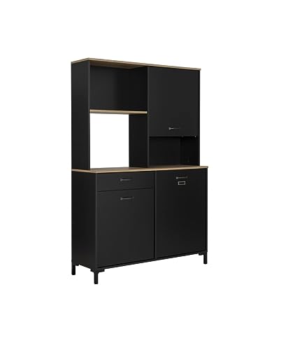 INDUSTRIELLER KÜCHENBUFFET PETRO, Helvezia Eiche/Schwarz, 119 x 41 x 180 cm, industrieller küchenbuffet von Befara