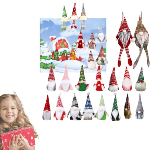 Befeixue Adventskalender | 24 Sammelbare Wichtel-Figuren Dekorationen | Plüschige Schwedische Tomte Puppen Mit Weihnachtsmotiven | Für Frauen, Männer, Erwachsene, Jugendliche & Kinder von Befeixue