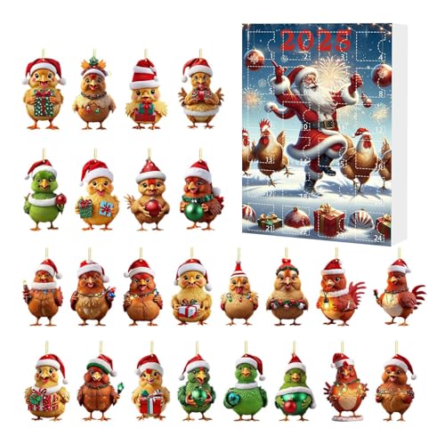 Befeixue Adventsschmuck - 24-Tägiger Weihnachts Countdown Kalender 2025 - Tieranhänger Acryl Huhn Figuren Deko für Christbaum Fenster Wand Tür Party Auto Spiegel Befeixue Adventsschmuck - 24-Tägiger Weihnachts Countdown Kalender 2025 - Tieranhänger Acryl Huhn Figuren Deko für Christbaum Fenster Wand Tür Party Auto Spiegel von Befeixue