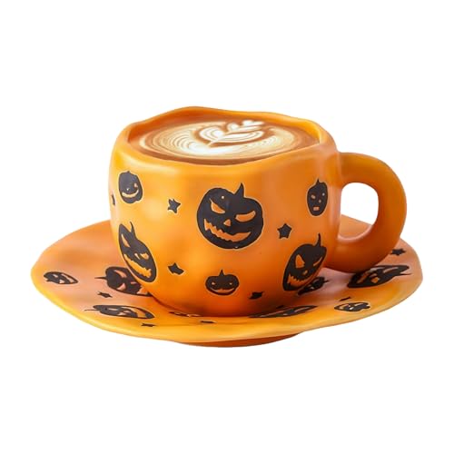 Befeixue Halloween Kaffeebecher | 320ml Keramik Frühstücksmilchbecher | Unregelmäßiger Getränkebehälter für heißen Kaffee Bier Saft Milchtee | Studenten Lehrer Partyveranstalter Sammler Hotel von Befeixue