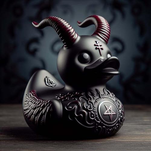Befeixue Harz Enten Statue, Rocker Enten Figuren, Gothic Punk Satan Enten, Rock Ente Desktop Ornament, Schwarz Rocker Enten Tierfigur Skulptur, Sammlung Charakter Ente Home Tischdekoration von Befeixue