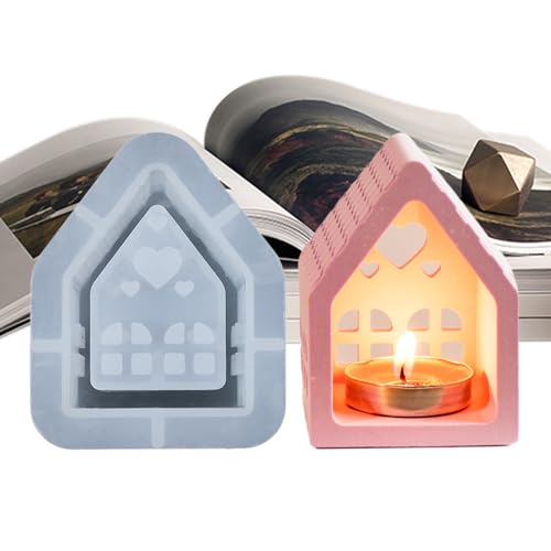 Befeixue Hausformen Silikon, 3D-Haus-Silikonform - Haus Kerzenhalter Silikonform - Harz-Gussform, Hausputz-Formen, Silikon-Kerzenhalter-Formen für Ornamente Befeixue Hausformen Silikon, 3D-Haus-Silikonform - Haus Kerzenhalter Silikonform - Harz-Gussform, Hausputz-Formen, Silikon-Kerzenhalter-Formen für Ornamente von Befeixue