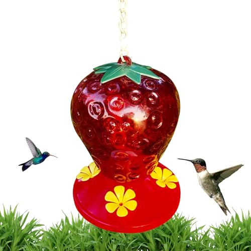 Befeixue Kolibri-Futterstationen Für Draußen | Vogelfutter Mit Erdbeer-Design,Windresistente Dichte Schnappvorrichtung Für Balkon Garten Außenbereich von Befeixue