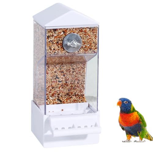 Befeixue Vogelkäfig Futterautomat,Externer Käfig Automatischer Vogelfutterspender | Transparenter Spritzgeschützter Futternapf Für Kanarienvögel Wellensittiche Und Finken | Für Sperlinge Rotkehlchen von Befeixue