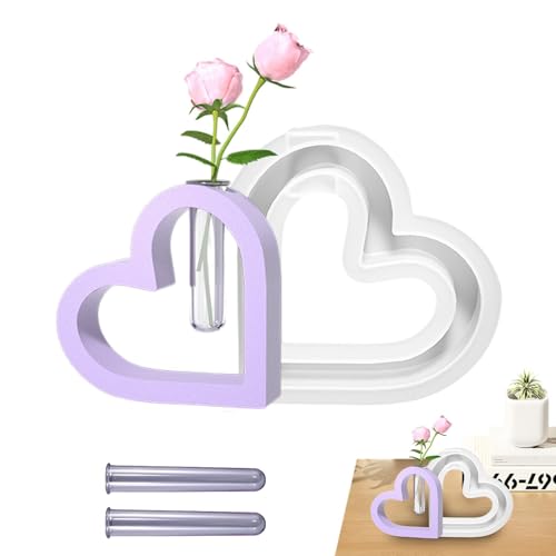 Herzform Silikonform Vase | Silikonformen Gießformen Vase | Herzförmig Vase Harzform | Silikonform Epoxidharz Vase | Herzvasenform Silikon | Reagenzglas Vase Silikonform Mit 2 Röhren von Befeixue