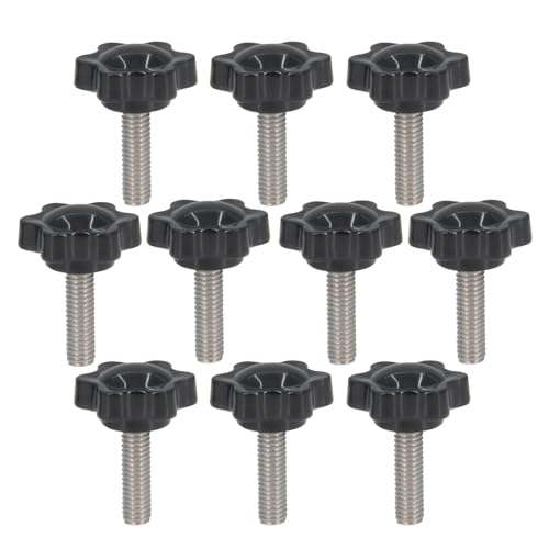 Befenybay 10 Stück M6 x 20mm Rändelschraube Edelstahl Metrisches Gewinde Schwarzer Kunststoff Sterngriff von Befenybay