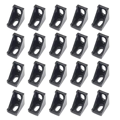 Befenybay 20PCS Extrudiertes Aluminiumprofil 2028 Eckhalterung rechtwinklig für 6 mm Schlitz Aluminium Extrusionsprofil 2020 Serie (2028-Schwarz-20) von Befenybay