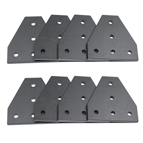 Befenybay 8PCS / Set Oberfläche Anodische Oxidation Schwarz T-förmige Eckhalterungsplatte 5-Loch-Außenverbindungsplatte für Aluminiumprofil-3D-Druckerrahmen der Serie 2020 (schwarz T-8) von Befenybay