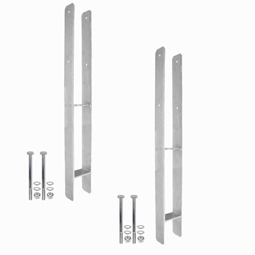 1 Set bestehend aus 2 H-Pfostenträger feuerverzinkt, extra lang, 6 mm / 800 mm für 90 mm Pfosten, inkl. Befestigungsset von BefestigungsFuchs