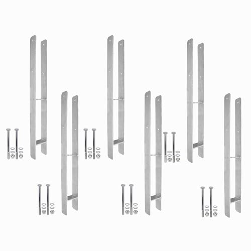 1 Set bestehend aus 6 H-Pfostenträger feuerverzinkt, extra lang, 6 mm / 800 mm für 90 mm Pfosten, inkl. Befestigungsset von BefestigungsFuchs