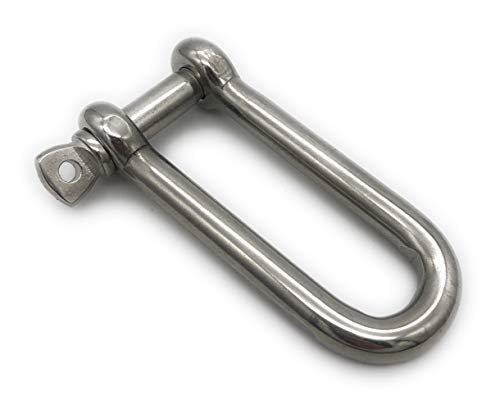 1 Stk. Edelstahl Schäkel lange Form ø 4 mm, V4A A4 AISI 316 Niro Rostfrei Rundschäkel D-Schäkel Drahtseil Verbinder mit Augenbolzen INOX Stainless Steel [Größe Wählbar 4 5 6 8 10 12 mm] (4mm,1x) von Befestigungstechnik F.R.