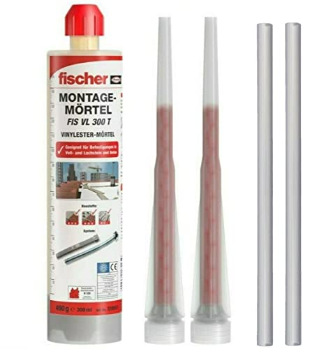 Fischer FIS VL 300 ml 2K Injektionsmörtel | Verbundmörtel | Chemiedübel für Beton & Mauerwerk | inkl. 2x Mischer | Schwerlastbefestigung | Montagemörtel Klebeanker (1x 300ml) + 2 BTG Schlauch von Befestigungstechnik Gramsch