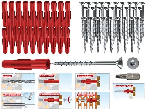 TOX TRI Allzweckdübel Set mit Torx Schrauben und Bit, Universal Dübel (TRI 6 x 36mm, 200.0, Stück) von Befestigungstechnik Gramsch